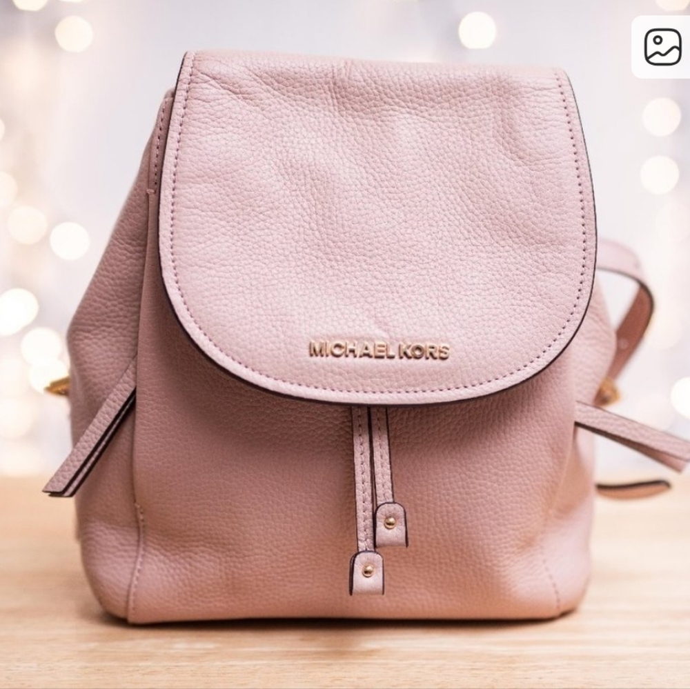 Michael Kors Riley Pastel Pink Leather small crossbody Backpack EUC